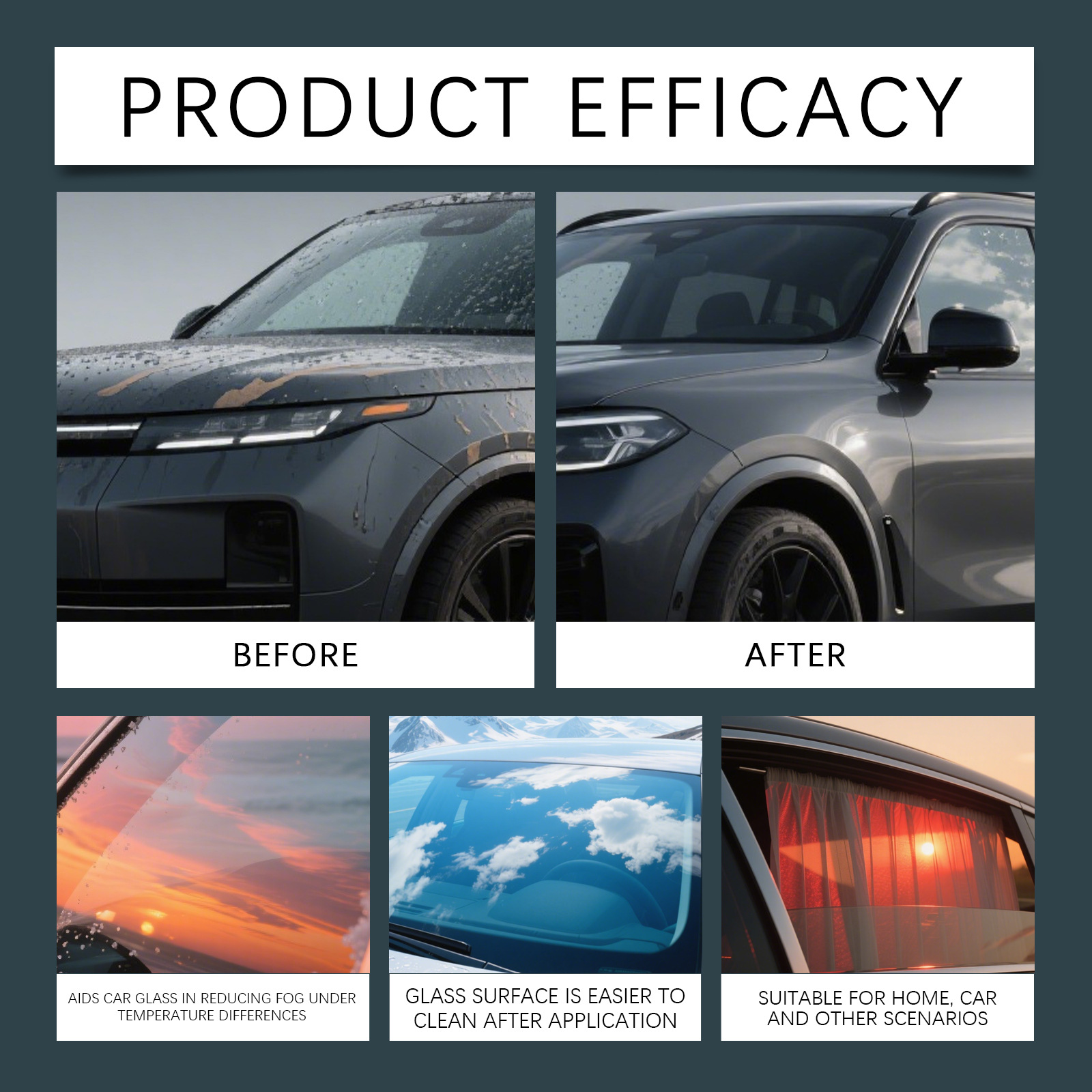 RAYHONG Car Glass Anti-Fog Agent: Cleans and defogges car windows and rearview mirrors, providing clear visibility in rainy weather