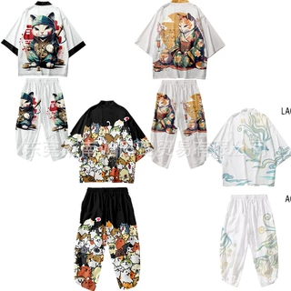 夏季中国风浮世绘仙鹤3D数码印复古开衫原宿和服道袍羽织披风外套