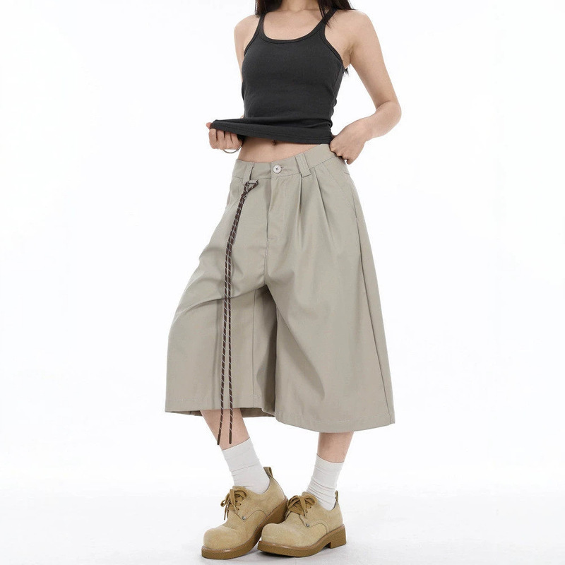 2026 Retro American-Style Cleanfit Pleated Drapey Cropped Pants Unisex Loose Wide-Leg Casual Pants Short Style 2026 Retro American-Style Cleanfit Pleated Drapey Cropped Pants Unisex Loose Wide-Leg Casual Pants Short Style