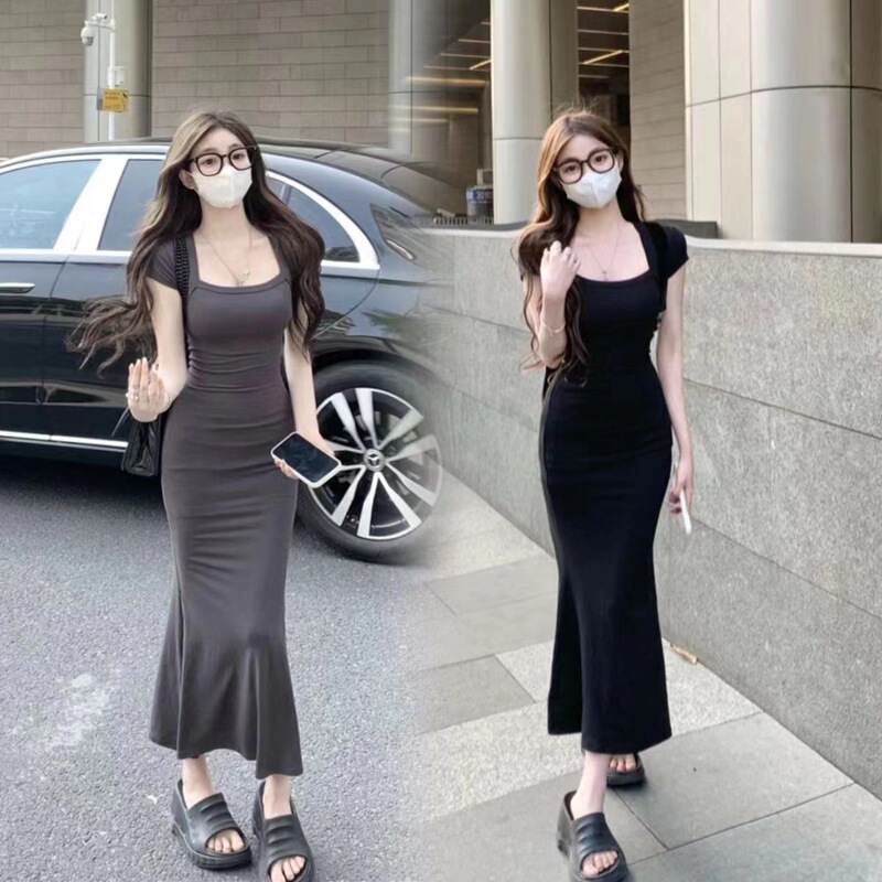 Pure Lust Hot Girl T-Shirt Dress for Women 2024 Summer Hip-Hugging Long Skirt Slim Waist Design Fishtail Skirt Pure Lust Hot Girl T-Shirt Dress for Women 2024 Summer Hip-Hugging Long Skirt Slim Waist Design Fishtail Skirt