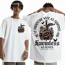 Mens Harajuku Christian Aesthetic T-shirt Bible Verse Religi