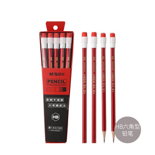 Chenguang Pencil P30823 Wooden Shaft 2B Hexagonal Pencil with Eraser Head HB Hexagonal Chinese Pencil Single Wholesale