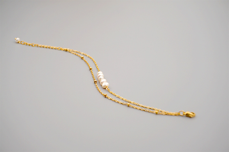 Simple Style Round Pearl Titanium Steel Bracelets Anklet 1 Piece