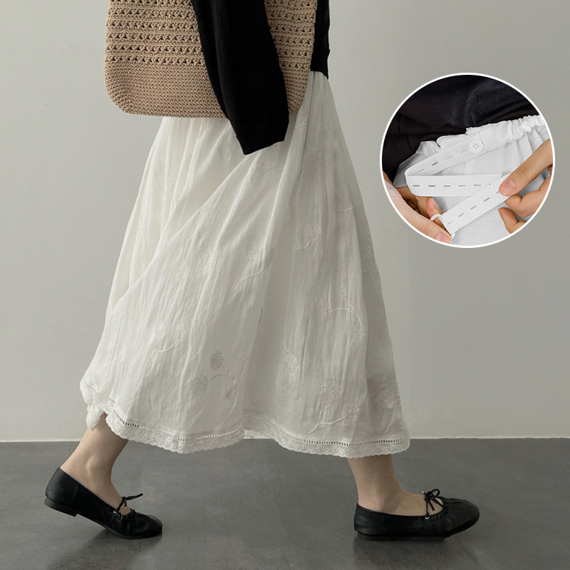 in stock Maternity New Arrival Spring and Autumn Artistic Super Fairy Cotton and Linen Embroidered White A- line Slimming Skirt Mid-length Skirt in stock Maternity New Arrival Spring and Autumn Artistic Super Fairy Cotton and Linen Embroidered White A- line Slimming Skirt Mid-length Skirt