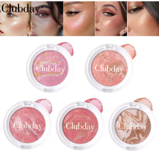 Cross-border makeup explosions three-color glitter baking powder high-gloss blush face brightening rouge a plate of multi-use easy to color