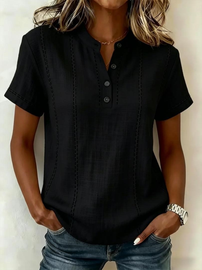 Transfronterizo 2026 estación independiente Amazon verano relajado casual explosión impresa botón de cuello de pie camisa de mujer de manga corta