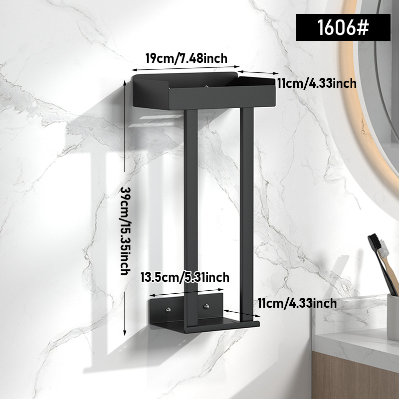 Transfronterizos de toallas de baño inodoro sin agujeros colgados en la pared multicapa toallas negras toallas de papel estante de toallas