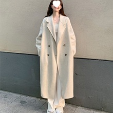 中长款双面羊毛大衣女2025年新款秋冬赫本风感小个子毛呢外套跨境