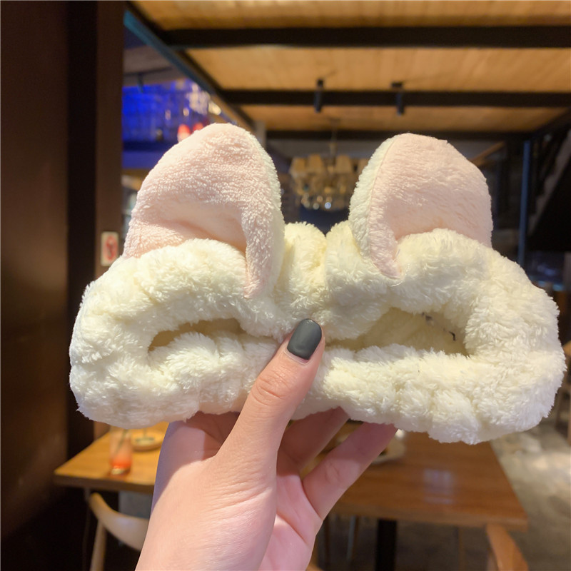 Lavarse la cara cinturón de cabello lindos de peluche para la mujer lavado y máscara especial de agujeros de cabello cinturón de cabello brazalete