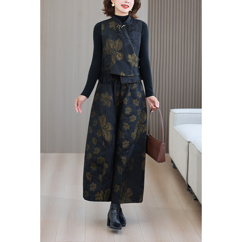 2025新款时尚马甲高级感中年妈妈装新中式阔腿裤气质两件套
