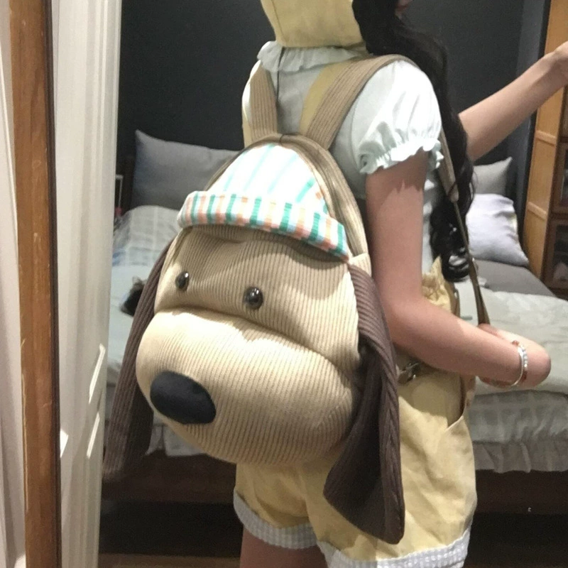 Рюкзак cute вместительный для ноутбука и школы, хаки, малый и большой, карточный карман в виде собаки
