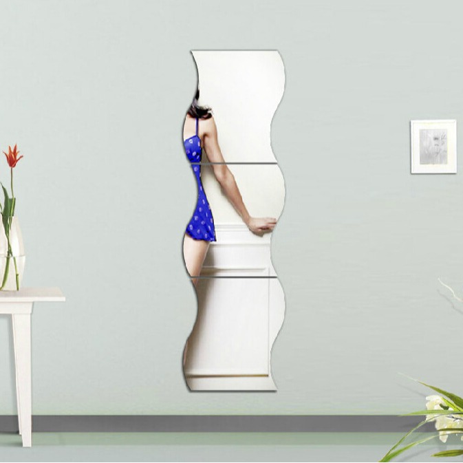 Decorazione murale transfrontaliera per la casa, 6 pezzi, adesivi murali a specchio tridimensionali con combinazione di onde_voghion.com