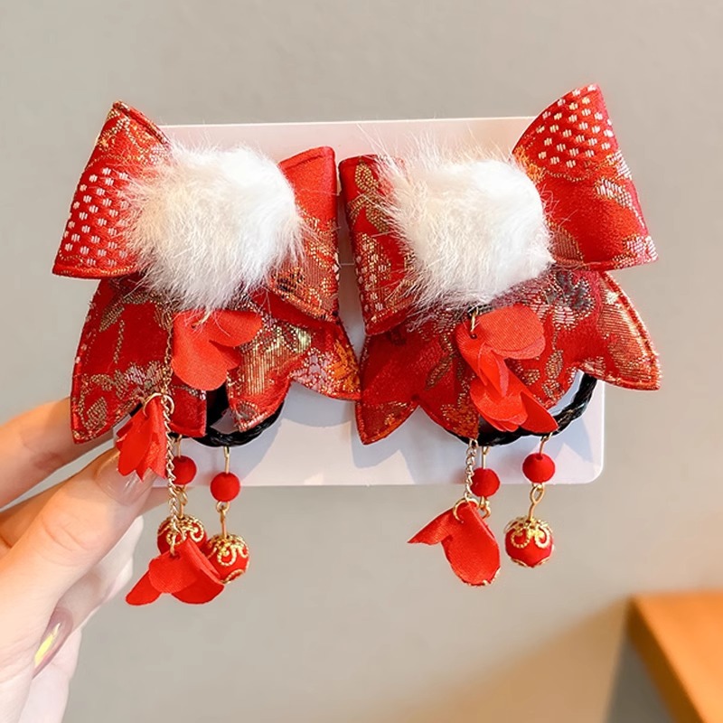 Ángora brocas de peluche rojas brocas de cabello para niños brocas de cabello de serpiente tarjeta de cabello de niña adornamientos de cabello de Año Nuevo al por mayor