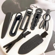 磨砂纯黑色无痕夹ins简约百搭刘海边夹百搭少女心日韩发夹头饰女