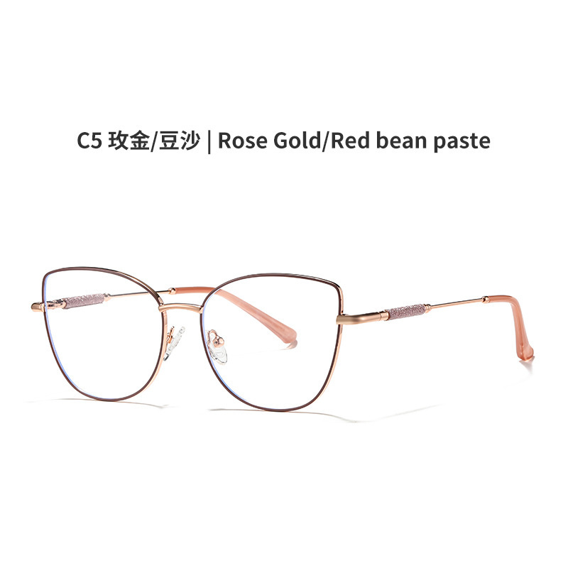 欧美ins时尚金属防蓝光眼镜个性猫眼潮流平光镜女士可配近视68006|undefined