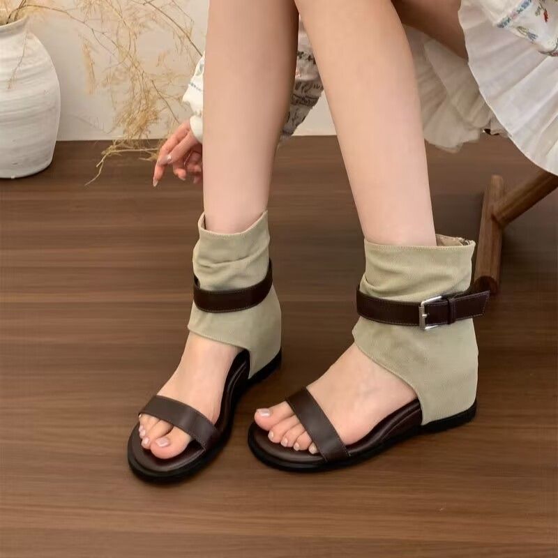 Aumento de altura retro tacones delgasa sandalias de verano para mujeres 2026 nuevo parson cinturón de hebilla de cremallera