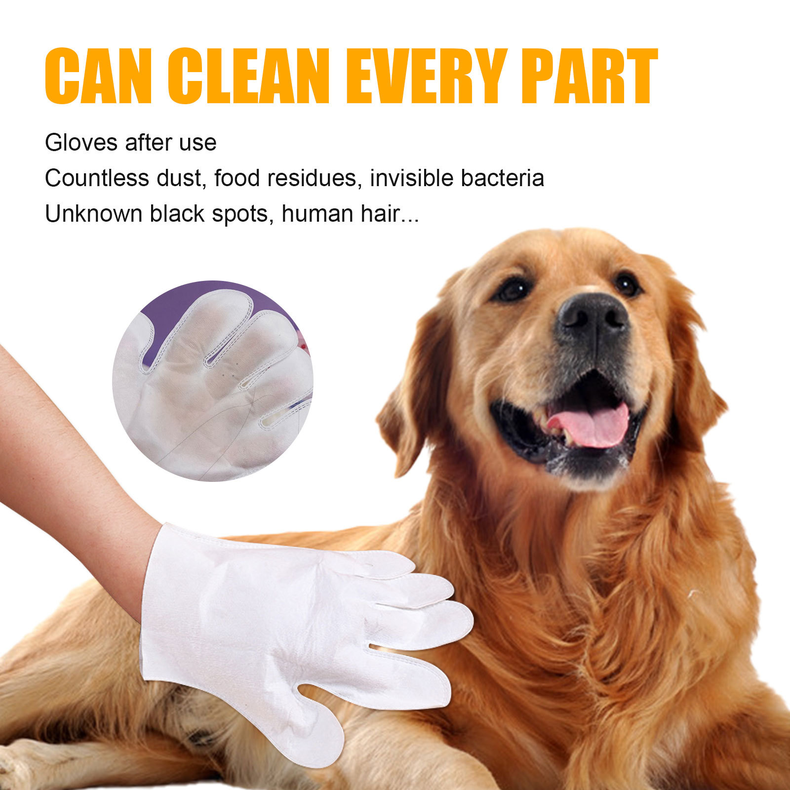 Pet Wash-free Non-woven Gloves Cat Dog Cleaning Removal Hair Wipes display picture 2