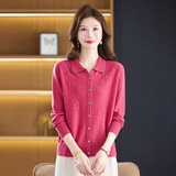 秋冬休闲新款羊毛衫羊毛针织衫减龄开衫时尚百搭妈妈纯色外套，女装针织衫/毛衣，妃慕昵服饰