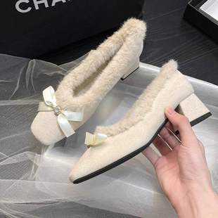 ����ʽ�����۵�Ь��2025�ﶬ�ָ������_�\ɫ�ӽqëë�߸�ЬŮ