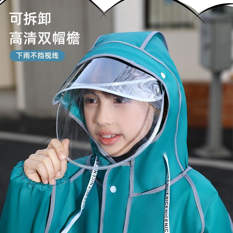 儿童雨衣男女孩长款全身防暴雨初中小学生自行车上学专用大童雨披|undefined