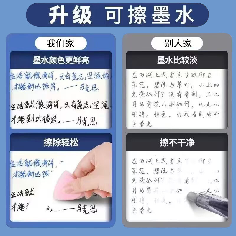 ホット消去可能なリフィルクリスタルブルーブラックプレス式ゲルペン研削簡単サーマルペンリフィルクリスタルブルー学生専用リフィル|undefined
