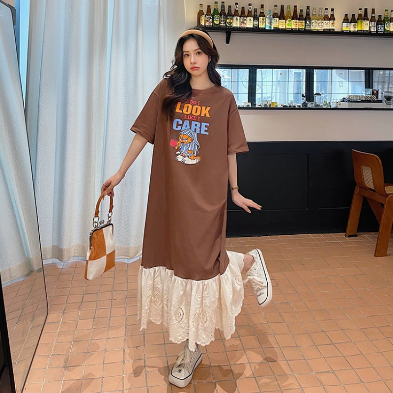 Реальный выстрел 2023 летняя новая/больших размеров с вышивкой кружевная юбка женское платье с короткими рукавами для пухленьких девочек оптом