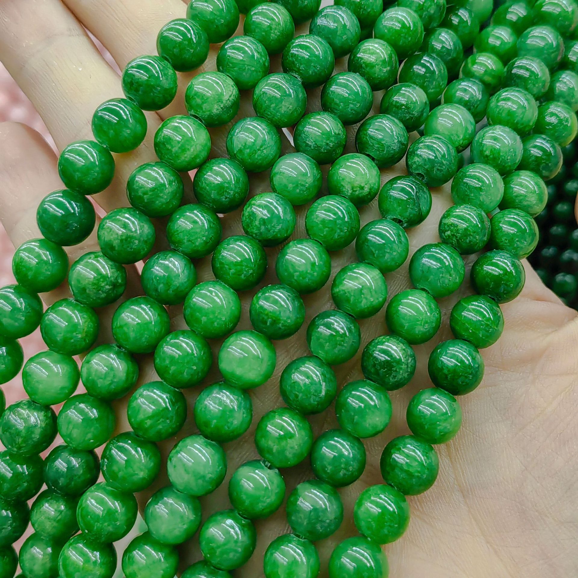 Natural beige Jade flor zafiro multi-color perlas sueltas cuentas redondas semiacabados DIY jade natural cuentas redondas joyería al por mayor