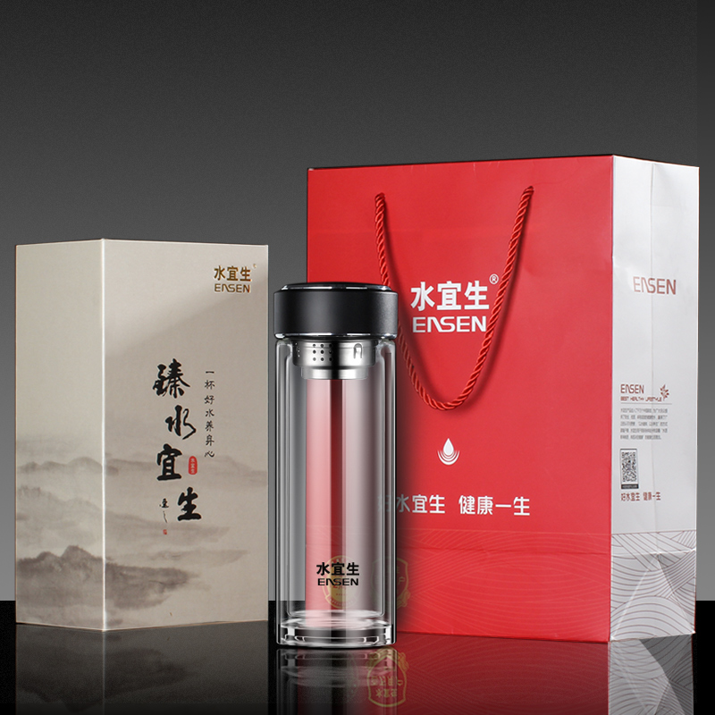双层玻璃杯男茶水分离杯加厚隔热泡茶杯女水晶商务便携水杯