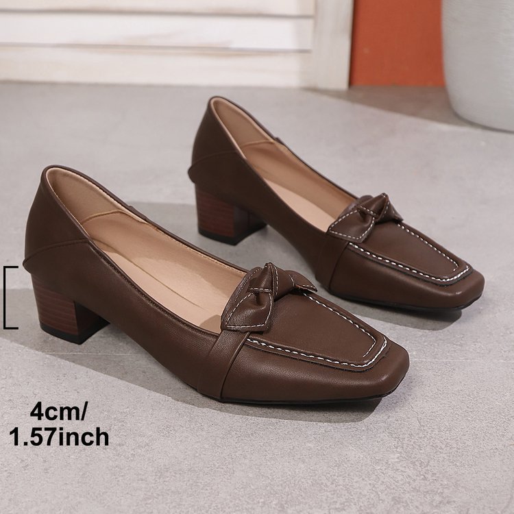 Plus Size Spring Square Head Bow Pumps