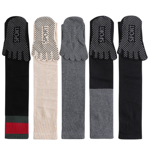 Autumn and winter high-quality mid-length yoga socks, five-finger socks, non-slip high-leg over-the-knee Pilates socks, customized logos