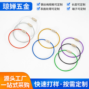 Colorful Plastic-Coated Steel Wire Rings, Plastic-Coated Steel Wire Locks, Stainless Steel Pendants, Hanging Tags, Rope Car Key Rings in Stock