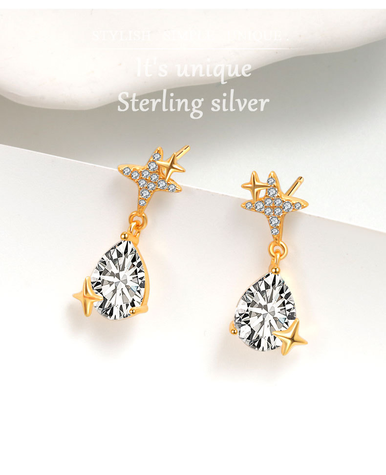 2g Weight 1 Pair 18K Gold Plated 925 Sterling Silver 925 Sterling Silver Earrings Heart Shape Drop Earrings