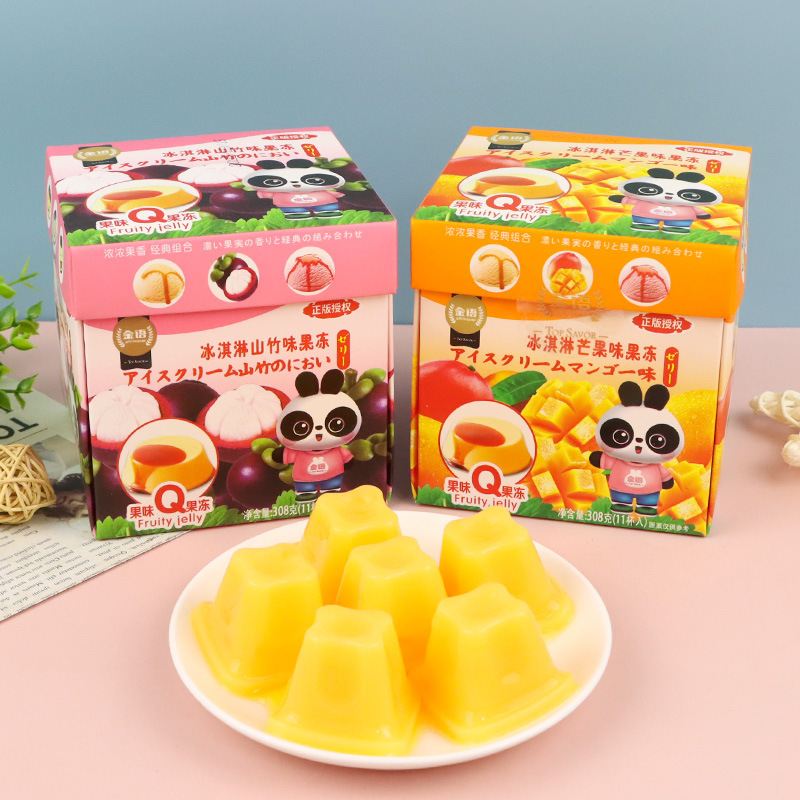 Genuine authorized Jinyu ice cream fruit flavor Q jelly 308G Square gift box Children's Day snack gift