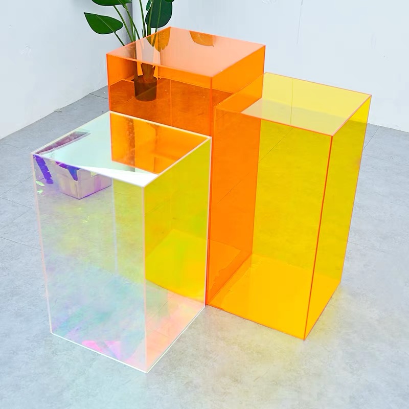 亚克力展示架透明陈列架鞋子包橱窗展示台彩色展示盒收纳高端