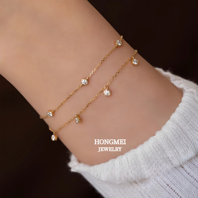S925 Sterling Silver Plated 18K Gold Bubble Diamond Bracelet for Women Niche Design Simple Accessible Luxury Elegant Versatile Bracelet