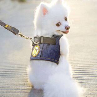 Pet Leash Denim Vest-Style Harness Dog Walking Rope Dog Chain Teddy Cat Dog Rope Dog Supplies