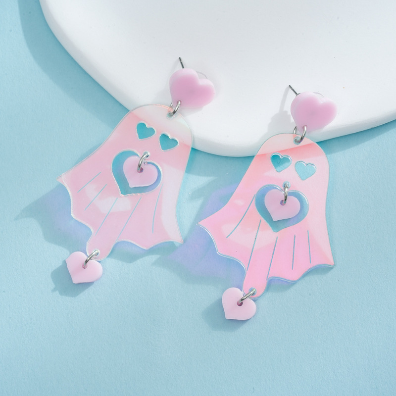 かわいい趣味レーザー幻彩幽霊ghostアクリルイヤリングレトロハロウィーンアクセサリー女|undefined