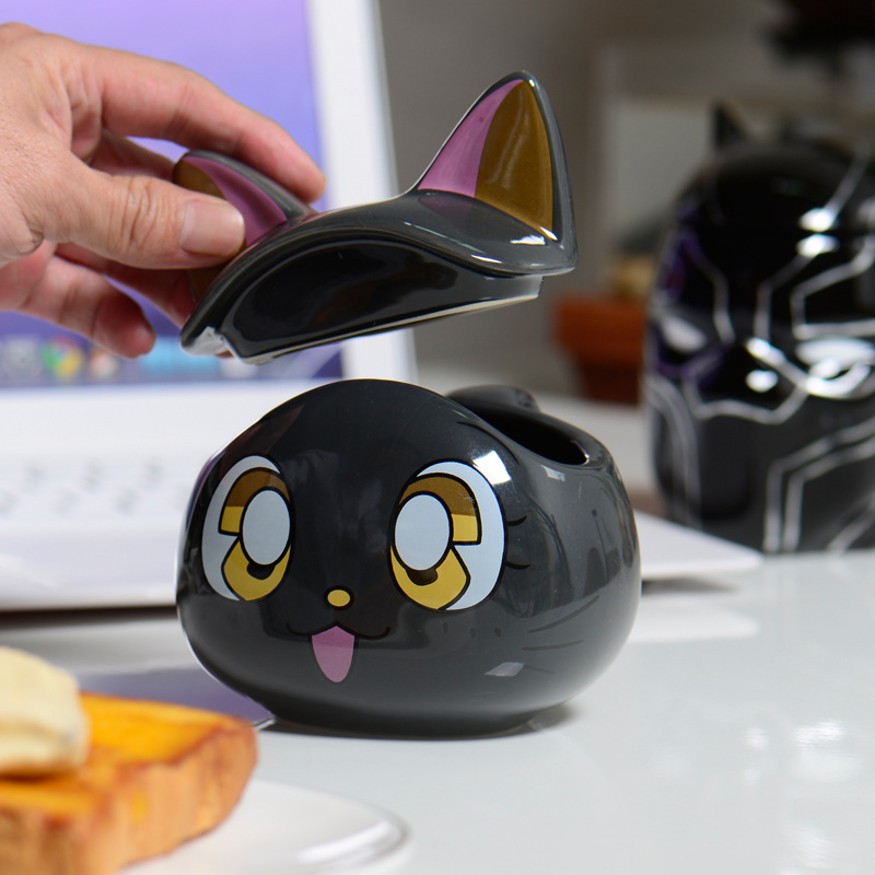 Selección estricta Nochebuena Jack gato taza Halloween parodia Taza de cerámica forma creativa lindo gato fresco Taza de cerámica