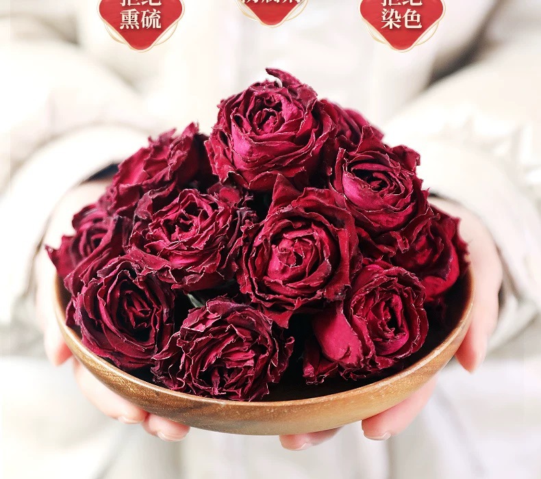 Yunnan Freeze Dried Dark Red Rose Flower Tea Dried Rose Buds One Bloom Per Cup 100g overview