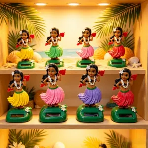 Solar-powered Hawaiian hula girl car ornament, creative car interior decoration, swinging figurine