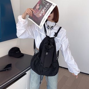 Backpack women's nylon canvas bag drawstring student class sports bag fitness schoolbag backpack 2023 new fashion