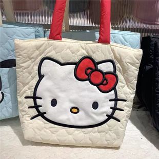 2023 New Autumn and Winter down Cloth Handbag Cute Pacha Dog Hello Kitty Shoulder Bag Large Capacity Tote Bag