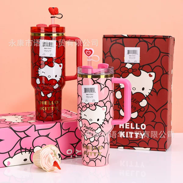 New Sanrio 40oz Car Cup High-Looking Stainless Steel Stanley Thermos Cup Portable Handle Ice Cup