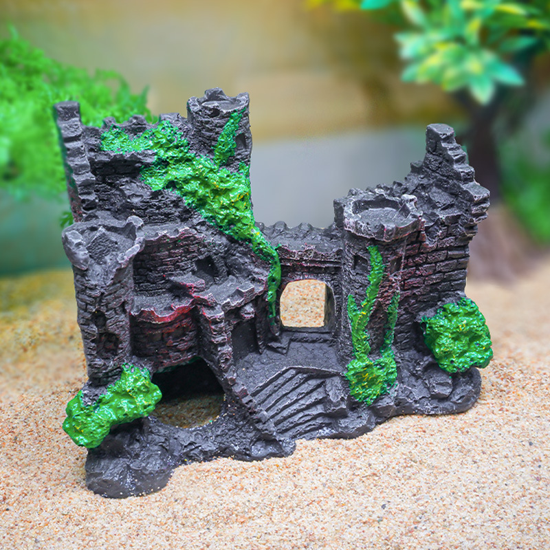 Escenografía, adornos hundidos, pecera, casa de escape, simulación, castillo antiguo, arquitectura antigua, estilo antiguo, compañero de pez, estilo caliente