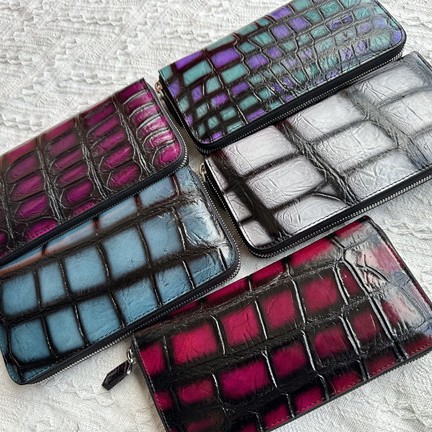 Directo de fábrica siameses cocodrilo pescado cuero bolso de los hombres billetera de moda bolso largo embrague Cartera de cuero