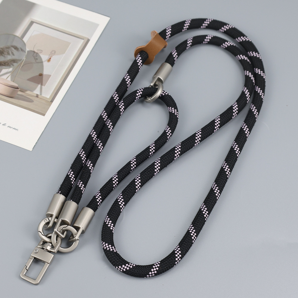 핑크 스트라이프가 있는 블랙 [조절 불가] 긴 로프 90CM, 짧은 로프 30CM