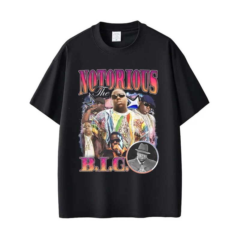 Cross-Border European Size [European Size Cotton T-Shirt] Rapper's Notorious Large Graphic T-Shirt Biggie Small Print T-Shirt