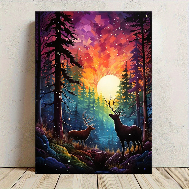 Rainbow Sunset Forest Deer Diamond Painting Fantasy Landscape Dot Gemstone Art Paint Home Wall Decoration Rainbow Sunset Forest Deer Diamond Painting Fantasy Landscape Dot Gemstone Art Paint Home Wall Decoration