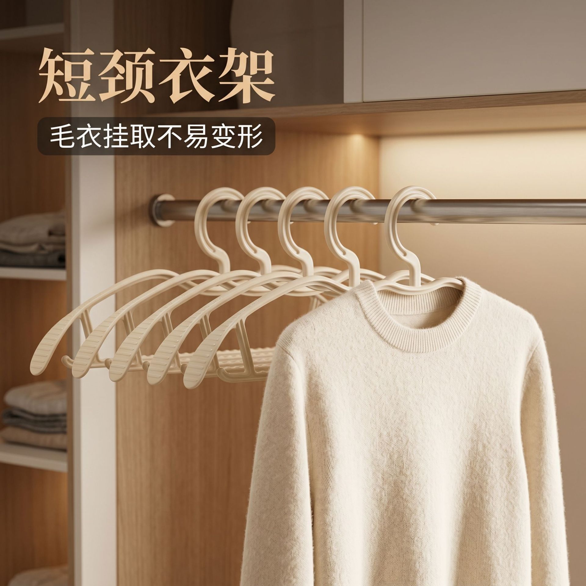 Space-Saving Short-Neck Hanger, Short-Neck Pants Hanger, Pants Clip, Household Non-Slip Hanger for Hanging Pants with Clips