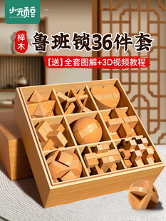 Luban Lock Kongming Lock Complete Set for Elementary School Students Intelligence Lock Unlocking Mortise and Tenon Building Blocks 9 Children's Toys 8 to 12 Years Old